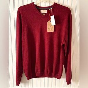 Weatherproof Men's Cranberry Cotton Cashmere V-Neck Sweater Size XXL